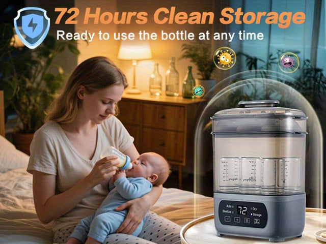 Modular Baby Bottle Steamer and Dryer with LED Touch Screen and Auto Shut-Off, Electric Countertop Care for Compatible Bottles and Pump Parts