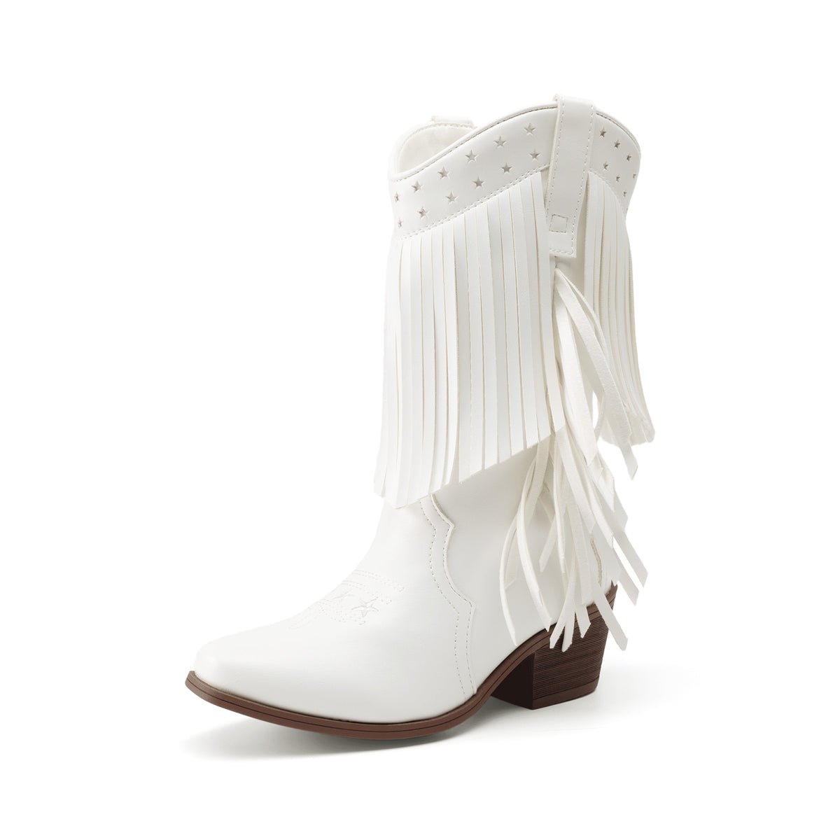 Tassel Fringe Western Ankle Boots for Girls - Star Cutout Cowgirl Boots with Soft Lining, Stable Heel, Easy Slip-On for Parties, Playtime & Dress-Up Fun
