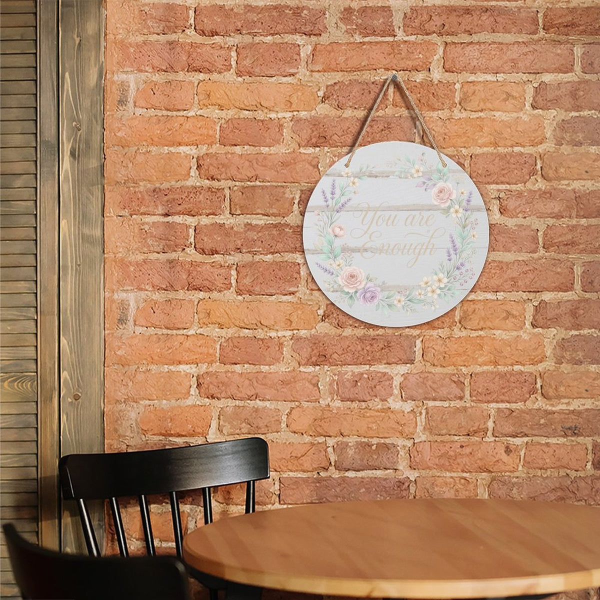8-Inch Round Wood Door Sign with 2D Flat Print, Decorative Nursery and Home Door Hanger for Seasonal Wall, Patio or Garden Display, Flat Printed Circle Plaque