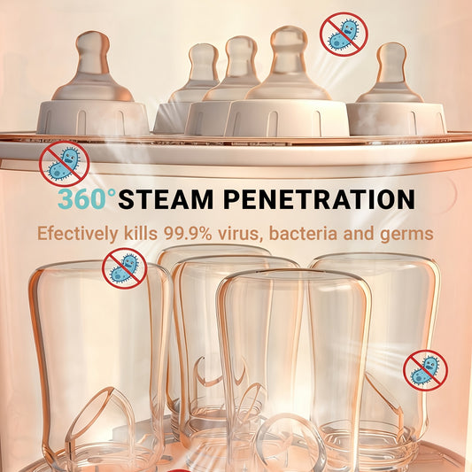 Baby Bottle Sterilizer and Dryer with One-Button Steam Operation, Countertop Feeding Accessory Organizer for Compatible Bottles and Pump Parts
