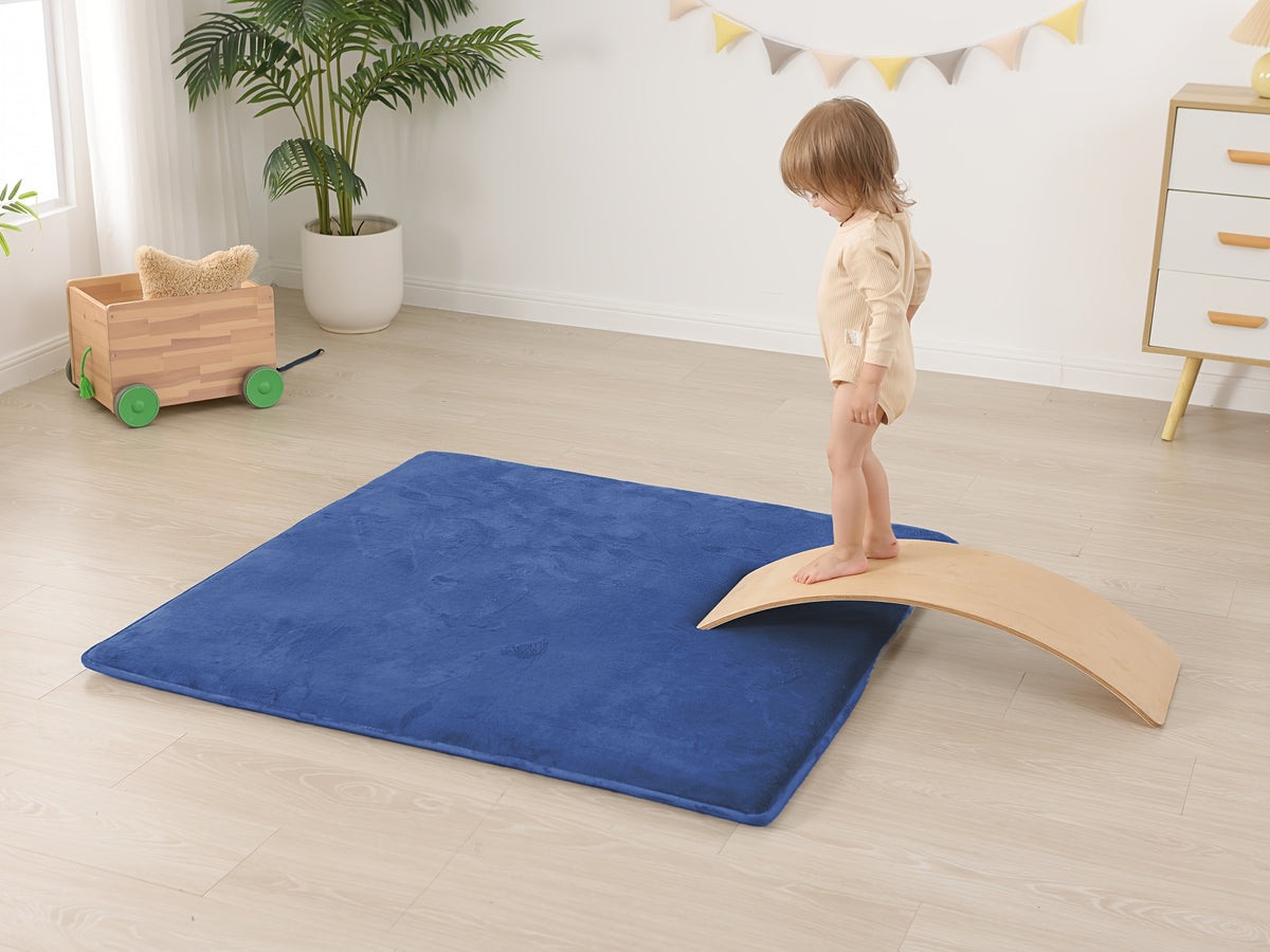 Memory Foam Floor Mat for Baby Crawling, 1.1-Inch Coral Velvet Cushioned Rug with Non-Slip Backing, Gray Tatami-Style Mat in Four Sizes