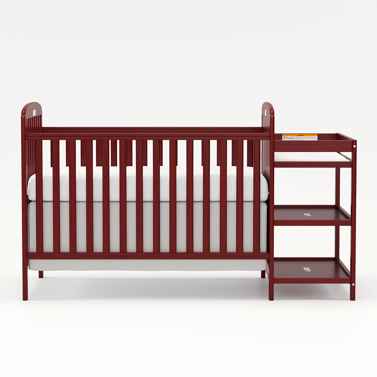 Baby Crib with Changing Table, Goldzone 4-in-1 Convertible Wooden Nursery Crib with Four Mattress Heights, Two Storage Shelves and Toddler Bed Conversion, White