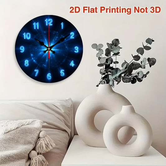 Silent Modern Wall Clock, 12-Inch Round Non-Ticking Battery-Powered 2D Flat Decorative Timepiece for Living Room, Kitchen or Dorm Room