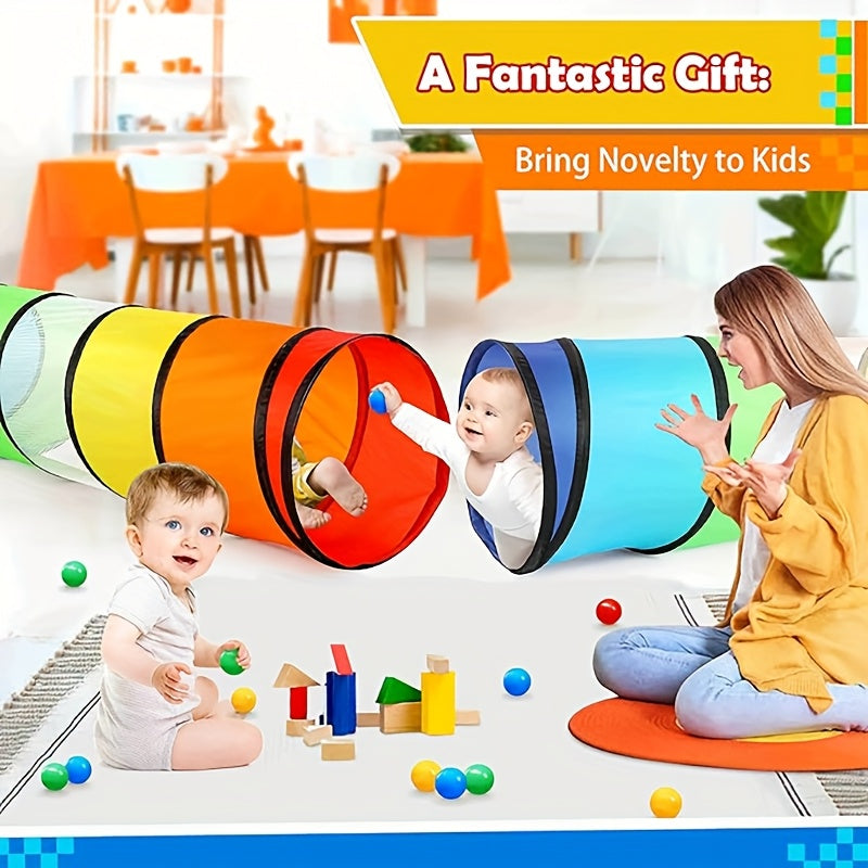 Baby Crawling Tunnel in Rainbow Colors, Indoor Sensory Play Tube for Crawlers and Toddlers, Portable Playroom Activity for Movement and Exploration