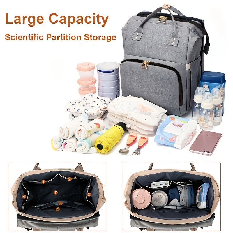 Large Travel Diaper Backpack with Slip Pocket, Zippered Maternity Bag for Moms on the Go – Secure Closure, Quick-Access Pocket, Suitable for Boys & Girls, Great Baby Shower Gift
