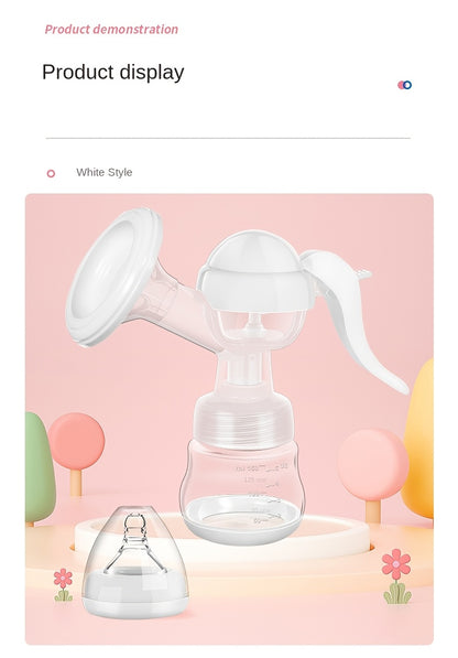 Manual Breast Pump with 5.07 oz Collection Bottle, Portable Hand-Operated Milk Expression Pump with Lever Handle in Purple or White for Nursing Moms
