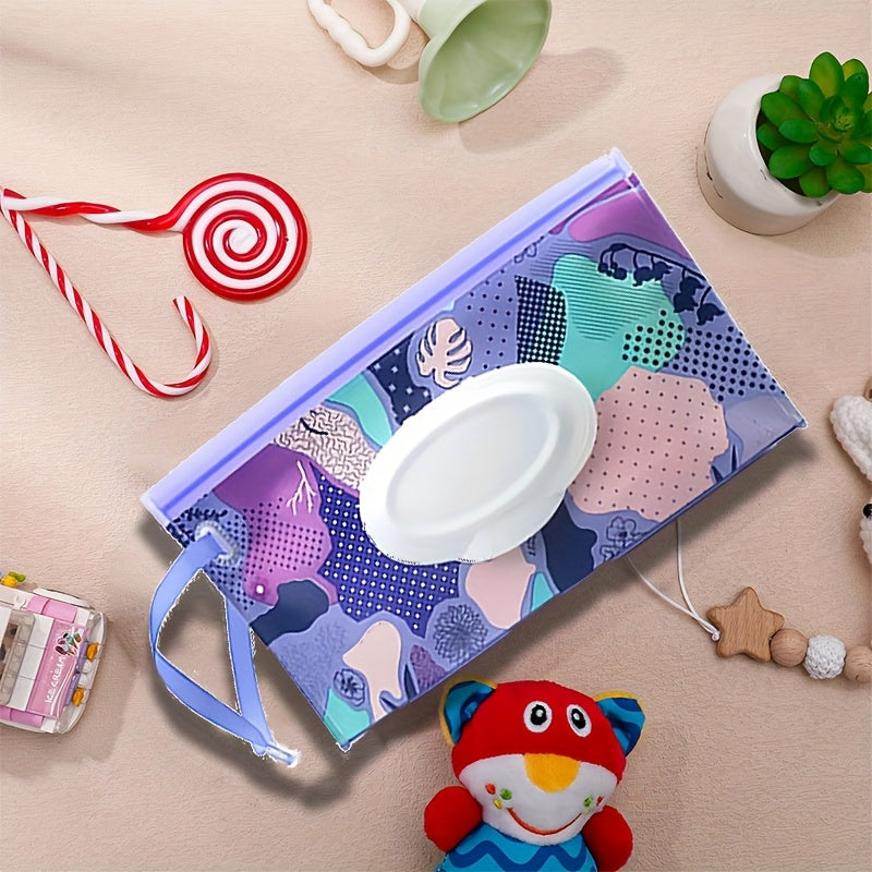 Refillable Baby Wipes Pouch 3-Pack, Reusable Portable Wet Wipe Dispenser Holders for Diaper Bag and On-the-Go Changes in Floral Colors
