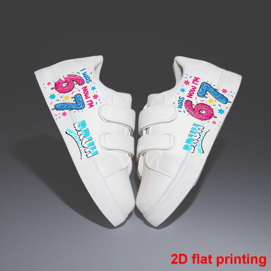 Unisex Kids' Cartoon 67 Sneakers, Low-Top Casual Shoes for Toddlers, Little Kids & Big Kids, White Printed Style for School, Outdoor Walks, Running and Play