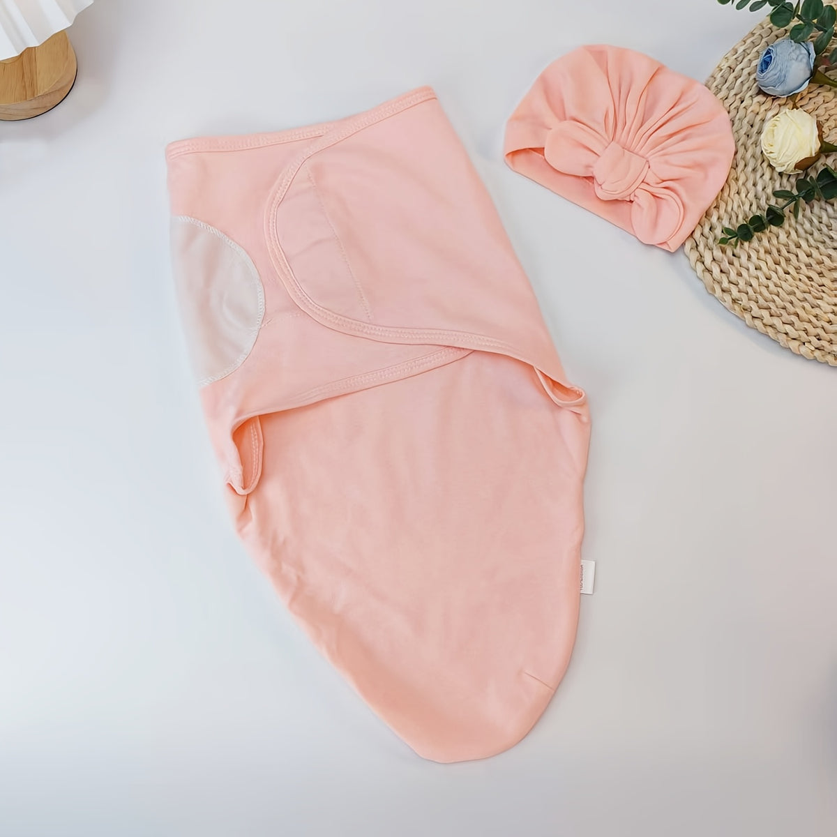 Newborn Blanket and Hat Set for 0 to 3 Months, Coordinated Baby Wrap and Cap in Multiple Color and Print Styles for Coming-Home Photos and Gifting