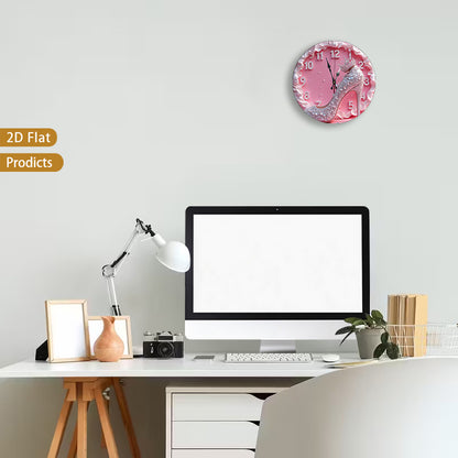 High Heel Shoe Wall Clock 12 Inch, Silent Non-Ticking Round 2D Flat Decorative Clock with Wood Frame for Bedroom or Dressing Room