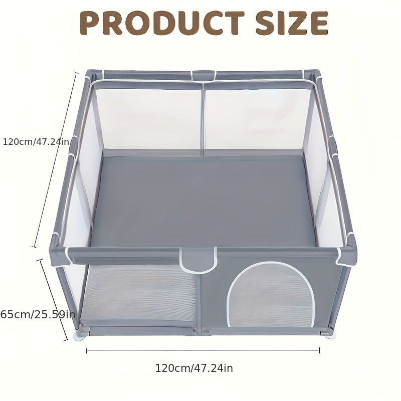 Mesh Baby Play Yard with 47.24 x 47.24 Inch Play Space, Indoor Outdoor Baby Playpen Fence for Toddlers in Grey or Black