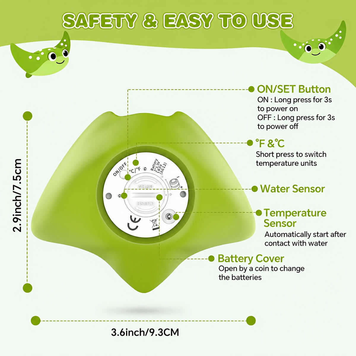 Digital Baby Bath Thermometer with Floating Design, Auto On/Off and Three-Mode Water Temperature Alert for Infant Bathtime