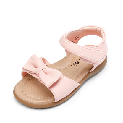 Girls Bow Sandals by DREAM PAIRS with Hook-and-Loop Fastener | Round-Toe TPR Sole Summer Shoes for Toddler, Little Kid and Big Kid Outings
