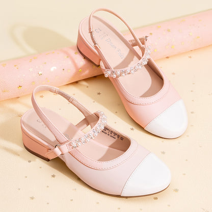 Girls Slingback Party Heels with Round Toe, Dress Shoes for Little and Big Kids for Weddings, Flower Girl Outfits and Princess-Inspired Occasions