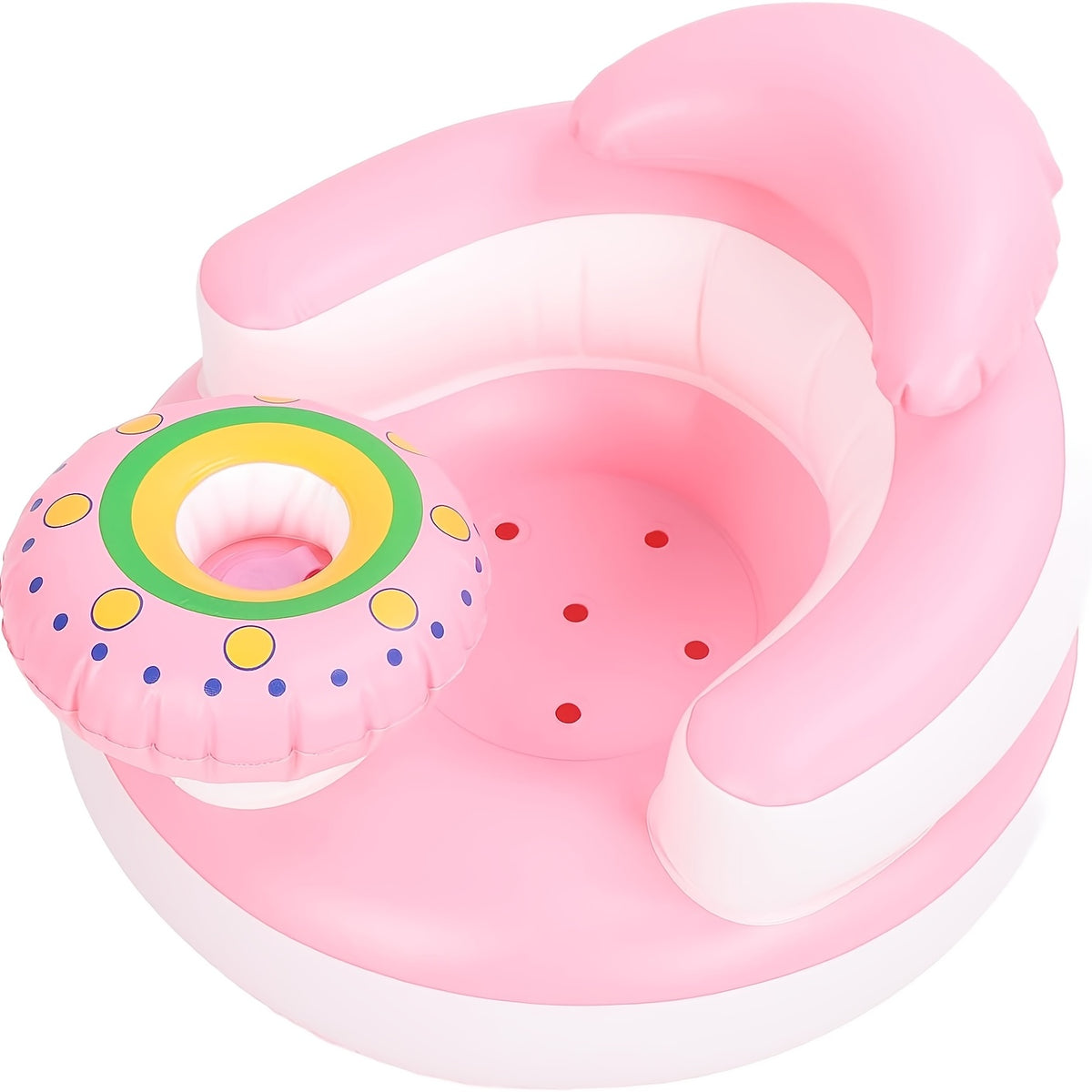 Inflatable Baby Seat with UFO-Style Design, PVC Sit-Up Floor Chair for Supervised Play and Sitting Practice, Blue and White or Pink and White Color Options