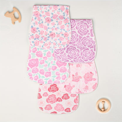 Printed Newborn Burp Cloths, 10-Piece Machine Washable Baby Washcloth and Burp Rag Set with Floral, Butterfly and Fox Style Options for Feeding