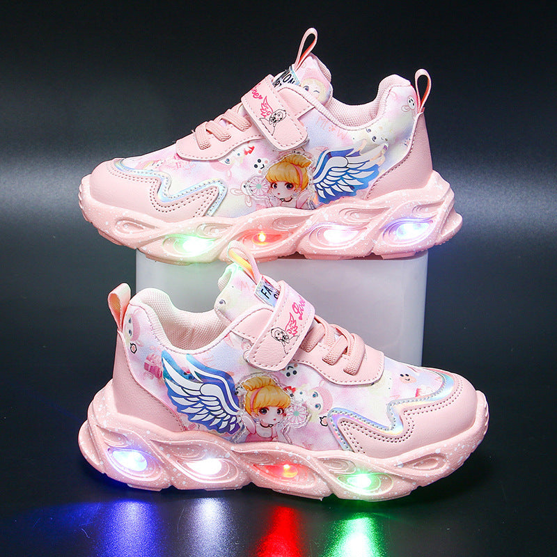 LED Light-Up Sneakers for Girls - Glow-in-the-Dark Casual Running Shoes, Fun Princess Style Light Up Shoes for Little Girls, Lightweight Everyday Wear