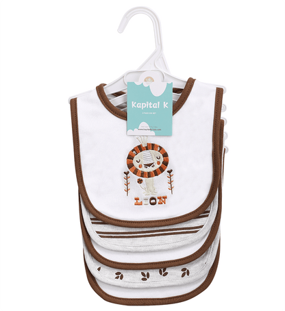 Embroidered Baby Feeding Bibs 5-Pack, Soft Absorbent Cotton Outer Layer with Cartoon Designs for Infant Mealtimes and Drool, Boys and Girls
