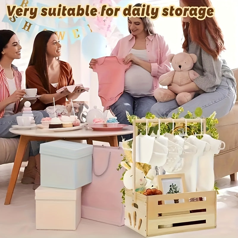 Wooden Storage Basket with Handles, Modern Shelf Organizer for Everyday Home Essentials and Gift Display, Single-Piece Decorative Basket