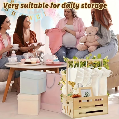 Wooden Storage Basket with Handles, Modern Shelf Organizer for Everyday Home Essentials and Gift Display, Single-Piece Decorative Basket