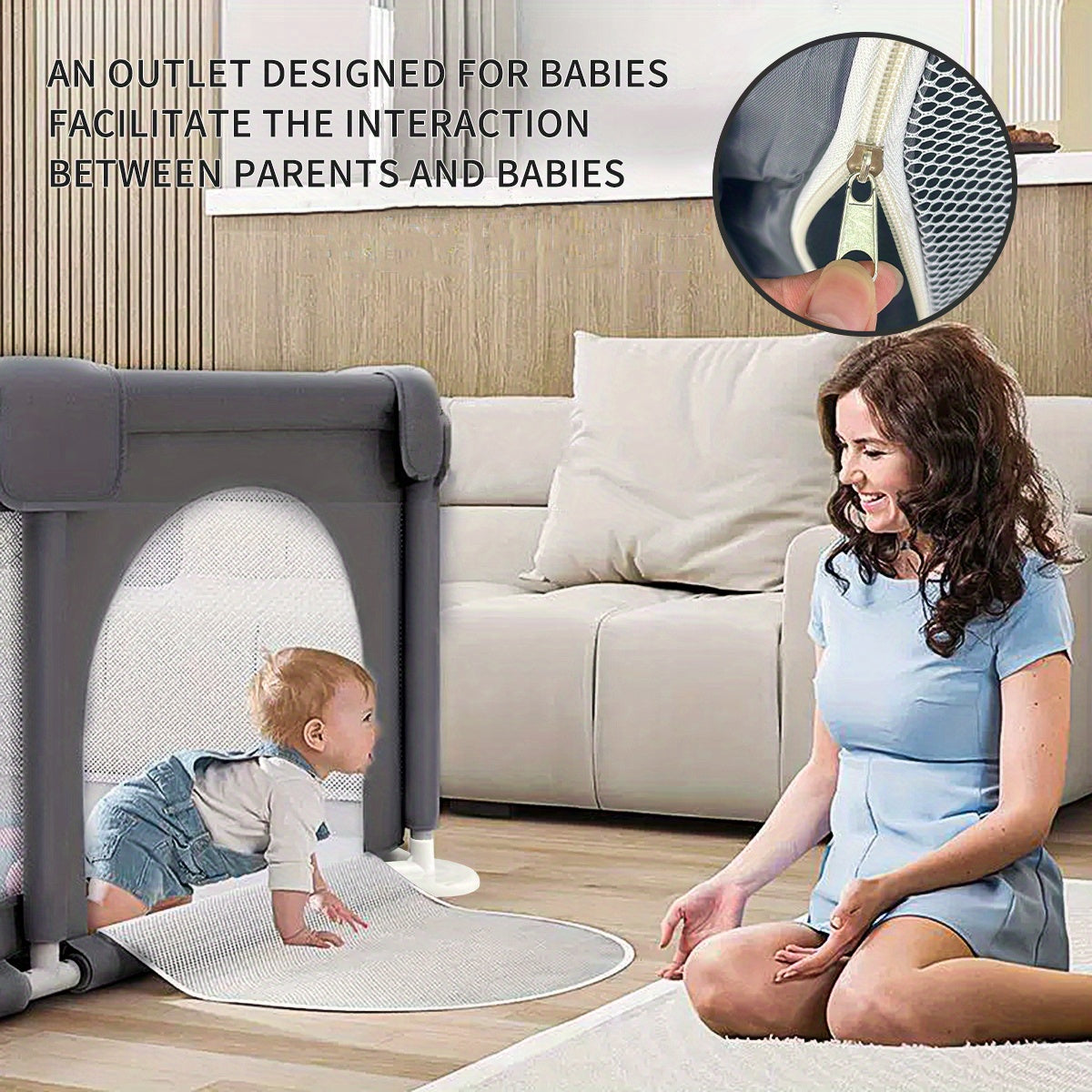 Breathable Mesh Baby Play Yard Fence for Crawling Toddlers, Indoor and Outdoor Infant Activity Space in Grey, Green or Pink