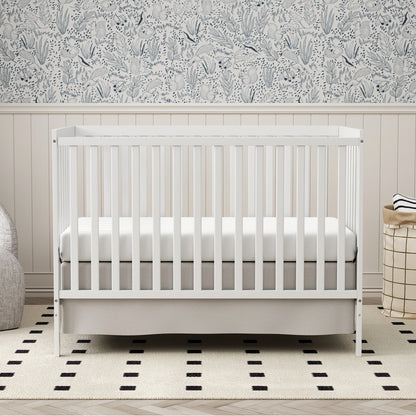 5-in-1 Convertible Crib by Goldzone, New Zealand Pine Wood Baby Crib with 4 Adjustable Mattress Heights, Toddler, Daybed and Full-Bed Options
