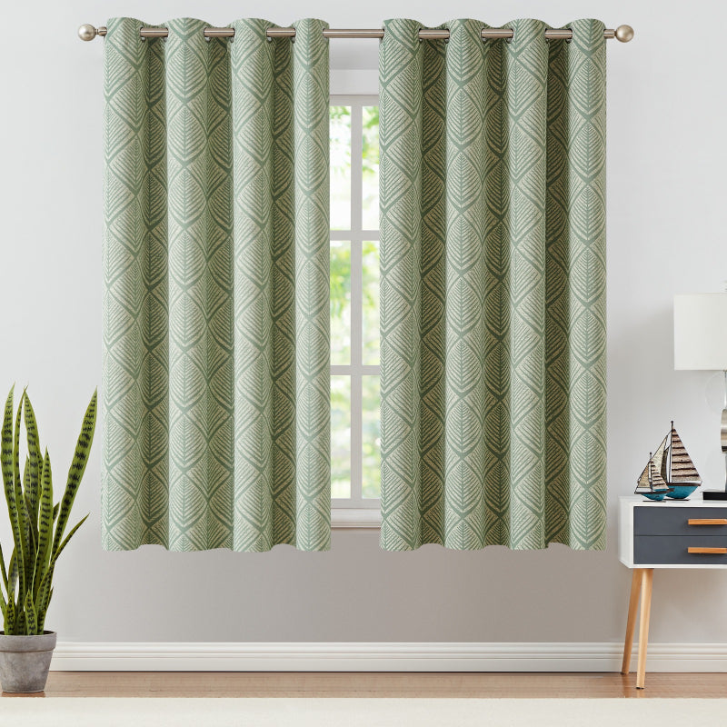 Washable Nursery Blackout Curtains, 2 Polyester Grommet-Top Panels with Thermal Lining in Blue or Matcha Green, Multiple Window Sizes