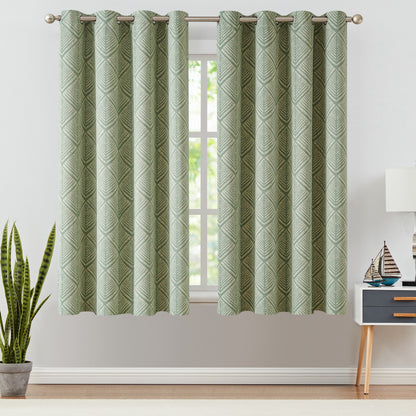 Washable Nursery Blackout Curtains, 2 Polyester Grommet-Top Panels with Thermal Lining in Blue or Matcha Green, Multiple Window Sizes