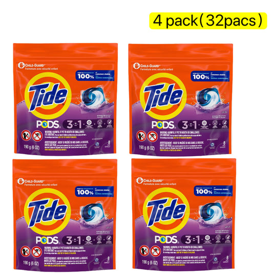 Tide PODS Laundry Detergent Pacs, Spring Meadow Scent 3-in-1, 8-Pack – Concentrated Stain Remover & Color Protector, Works in Cold Water, HE Machine Compatible for Family Laundry
