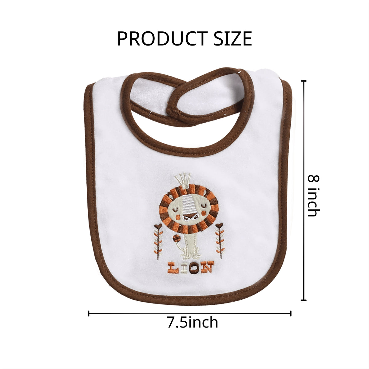 Embroidered Baby Feeding Bibs 5-Pack, Soft Absorbent Cotton Outer Layer with Cartoon Designs for Infant Mealtimes and Drool, Boys and Girls