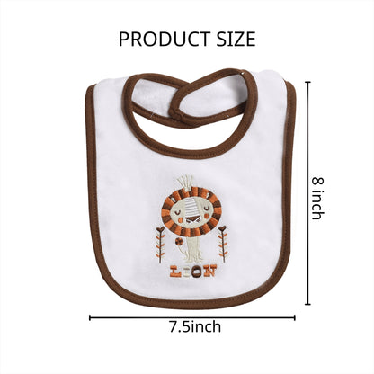 Embroidered Baby Feeding Bibs 5-Pack, Soft Absorbent Cotton Outer Layer with Cartoon Designs for Infant Mealtimes and Drool, Boys and Girls