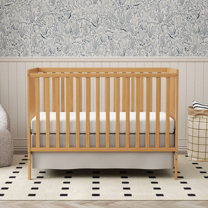 5-in-1 Convertible Crib by Goldzone, New Zealand Pine Wood Baby Crib with 4 Adjustable Mattress Heights, Toddler, Daybed and Full-Bed Options