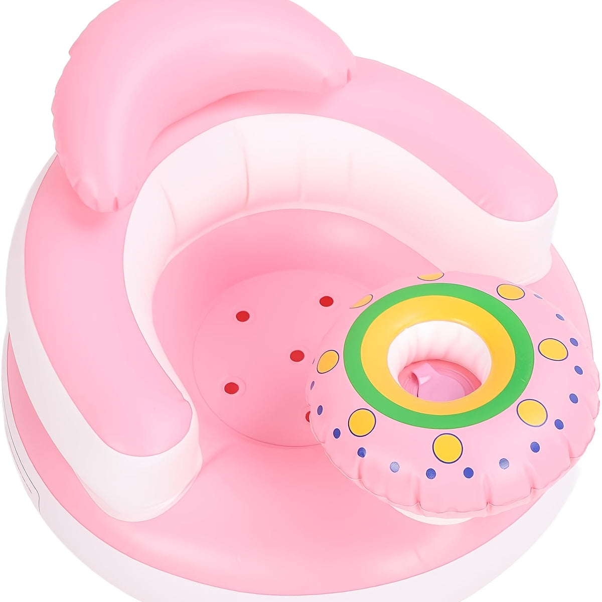 Inflatable Baby Seat with UFO-Style Design, PVC Sit-Up Floor Chair for Supervised Play and Sitting Practice, Blue and White or Pink and White Color Options