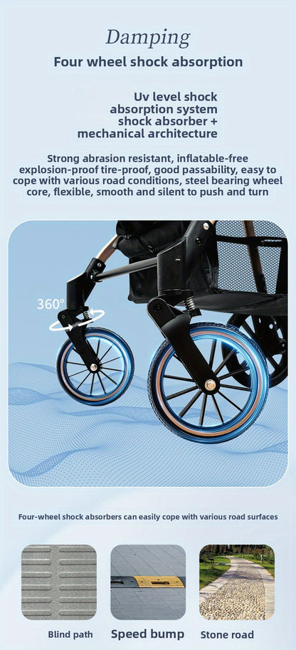 Lightweight Travel Stroller with Quick-Folding Design, Adjustable Backrest, Canopy and Storage Basket, Black Baby Pushchair for Everyday Outings