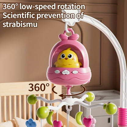 Baby Crib Mobile with Music and 360° Rotation, Remote Control, Soft Light and Timer, Animal Chimes for Nursery Decor, Ages 0–12 Months