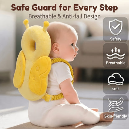 Toddler Head Protection Backpack with Plush Animal Back Cushion, Adjustable Shoulder and Chest Straps for Supervised Crawling and First Steps