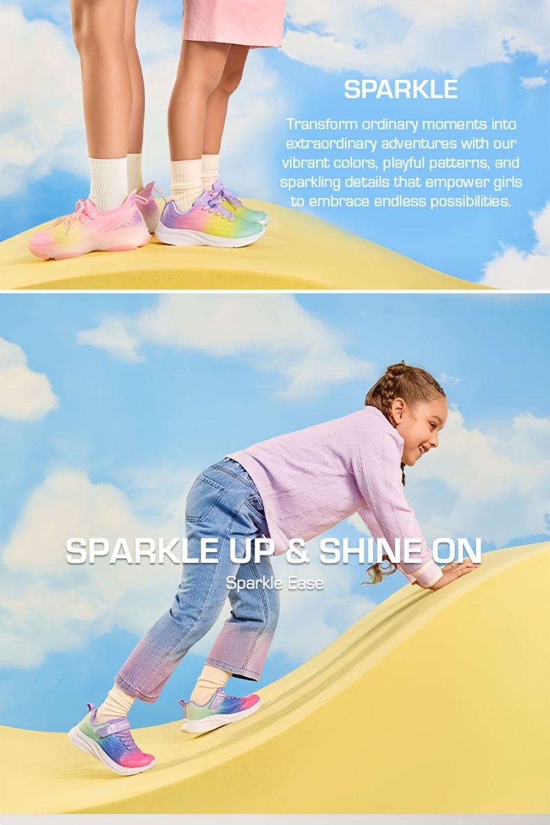 Kick-Resistant KPU Sneakers for Girls, Low-Top Kids' Tennis Shoes with Cushioned Sole, Round Toe and Closure for Toddler, Little Kid & Big Kid Casual Wear