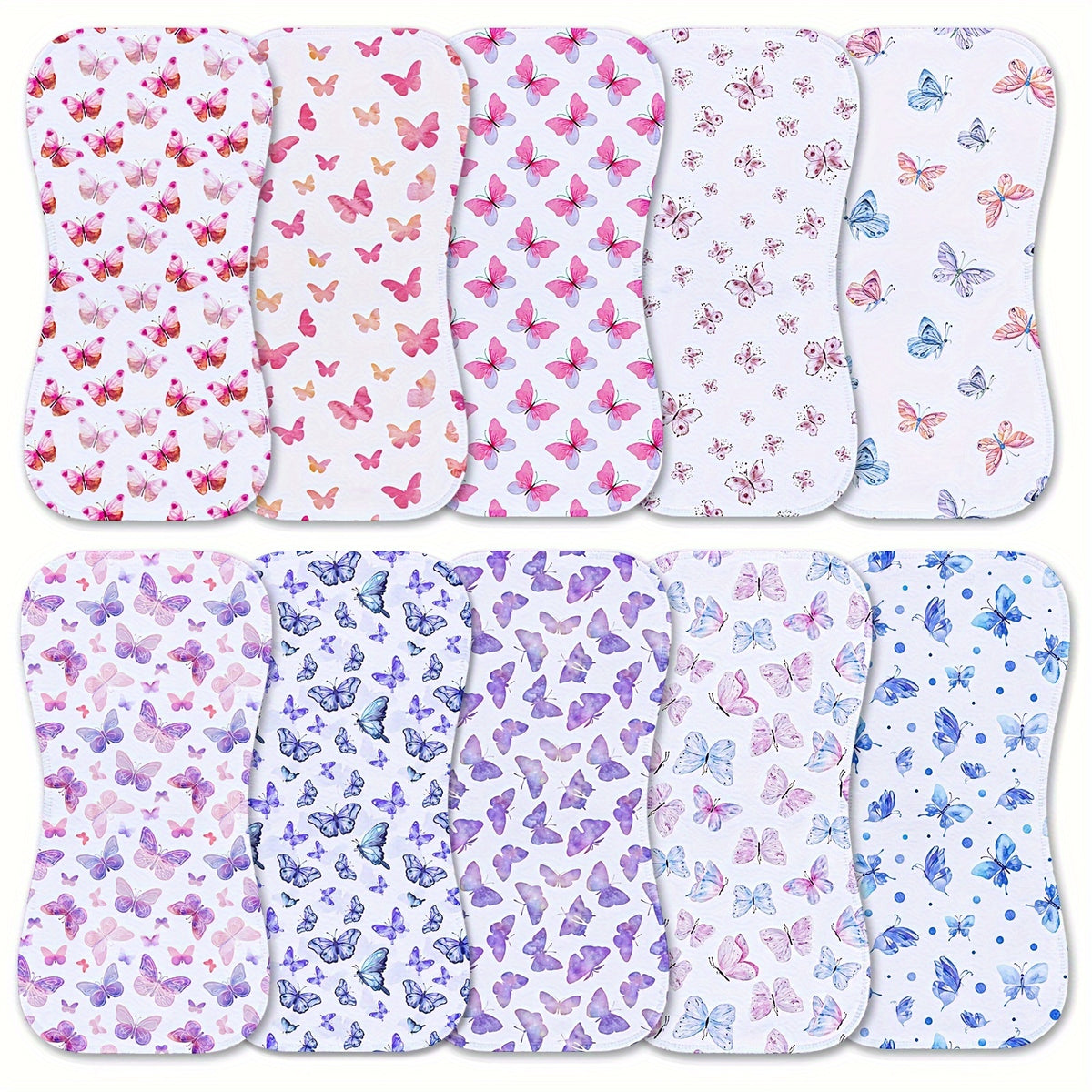 Baby Burp Cloths 10-Piece Set with Printed Style Options, Newborn Spit-Up Cloths and Washcloths for Boys and Girls, Everyday Feeding Essentials