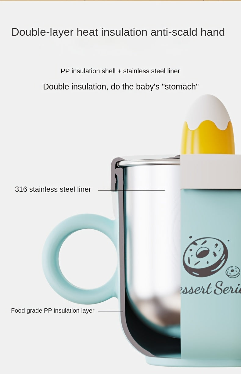 Toddler Straw Cup with 316 Stainless Steel Liner, 8.79 oz Handled Sippy Cup with Measurement Scale in Butter Yellow or Apple Green for Daily Drinks