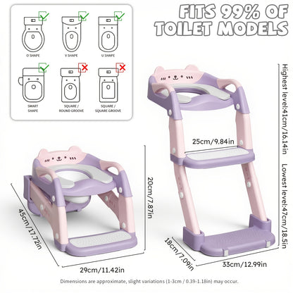 Height Adjustable 3-in-1 Potty Training Chair, Toilet Seat and Step Stool for Toddlers, Foldable Kids Potty with Splash Guard and Anti-Slip Steps for Boys and Girls
