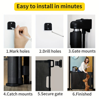 Retractable Mesh Baby Gate for Doorways, Hallways and Stairs, VERASTE Hardware-Mounted Expandable Barrier in 33-Inch and 41-Inch Height Options