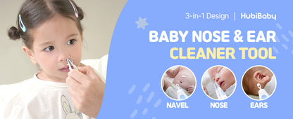 Rotating Baby Nose Cleaner Tweezer with Scoop & Loop for Newborns and Infants, BPA-Free PP Nasal Care Tool for Sticky or Dry Mucus, One-Hand Locking Design, Blue or Pink