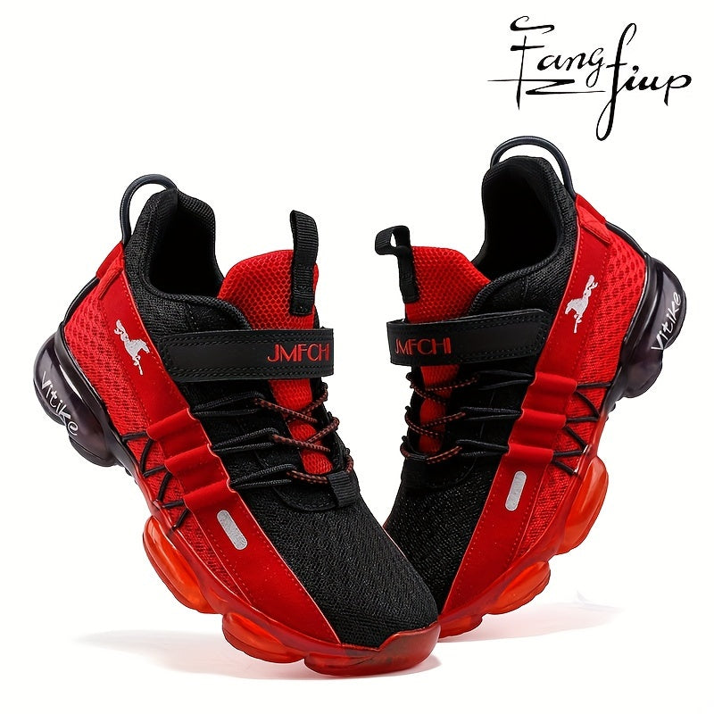 Kids Knit Mesh Running Shoes by FANGFIUP, Breathable Lightweight Round-Toe Sneakers for Boys' Active Play, Training and Everyday Outings
