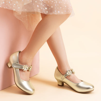 Rhinestone Ballet Flats for Girls, Mary Jane Dress Shoes with a Shimmering Look, Round-Toe Slip-On Party Shoes for Toddlers and Big Kids, Weddings