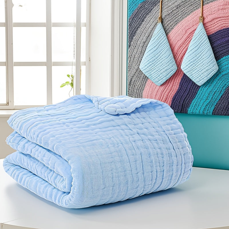 Baby Blanket and Washcloth Set, 3-Piece Soft Breathable Infant Blanket with 2 Absorbent Small Square Cloths for Bath Time and Everyday Baby Care, Five Color Options