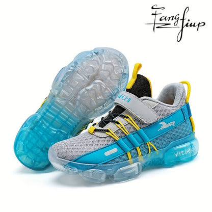 Kids Knit Mesh Running Shoes by FANGFIUP, Breathable Lightweight Round-Toe Sneakers for Boys' Active Play, Training and Everyday Outings