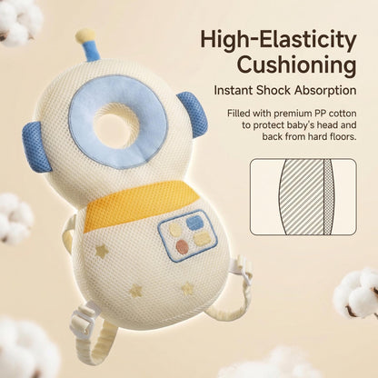 Plush Baby Head Cushion Backpack with Astronaut, Pink Rabbit or Brown Bear Design, Adjustable Straps for Supervised Crawling and First Steps