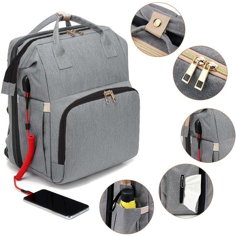 Stroller Attachment Diaper Backpack, Versatile Baby Changing Bag with Stroller Straps & Bottle Pockets – Spacious Nappy Backpack with Secure Zipper Closure, Stylish Design for Moms & Dads
