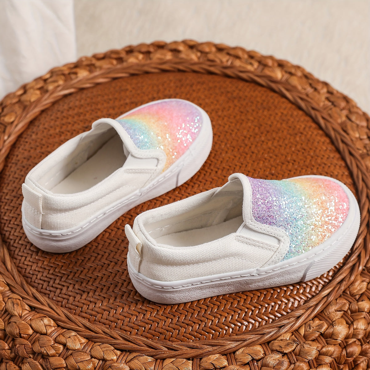Gradient Canvas Slip-On Sneakers for Toddlers and Kids, Lightweight Colorful Casual Shoes for Easy On-and-Off Everyday Wear in US Kid Sizes