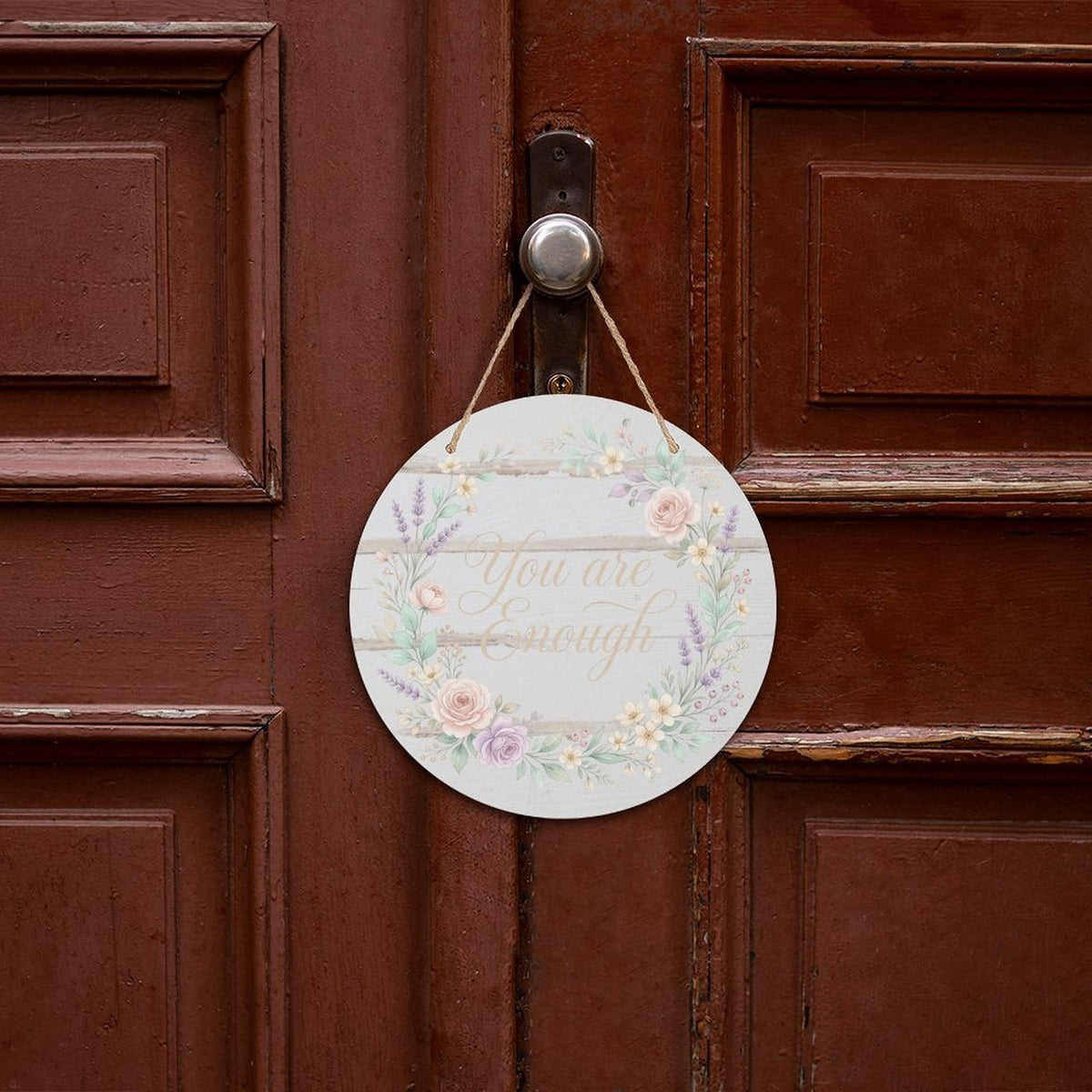 8-Inch Round Wood Door Sign with 2D Flat Print, Decorative Nursery and Home Door Hanger for Seasonal Wall, Patio or Garden Display, Flat Printed Circle Plaque